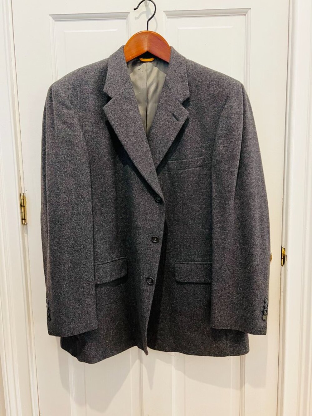 Bill Blass Sport Coat Mens 46 R Gray 100% Camel Hair Blazer Jacket 3 Button VTG